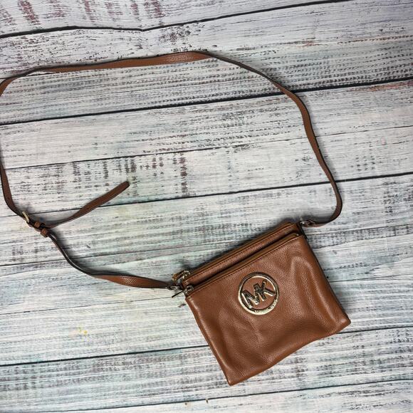 Michael Kors Leather Brown Small Wallet Crossbody Bag - Picture 2 of 5